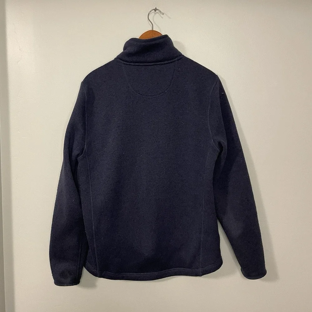 LL‎ Bean Full Zip Sweater Jacket Men Size M Blue Fleece Lined Outdoors